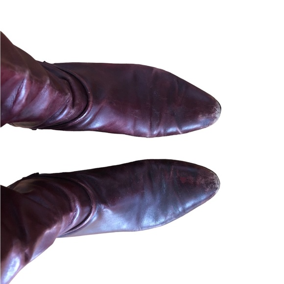 Ferragamo boots, size 7.5 AA. Burgundy Salvatore Ferragamo knee-high boots. - Picture 3 of 6